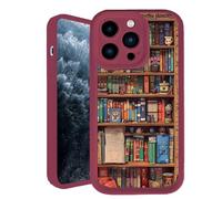 Oforest Alyova Book Phone Case, Bookshelf Phone Case, Shockproof TPU Protective Shell, Soft to The Touch, Tough Protection. Lightweight and Durable, Scratch-Resistant (Dark Red, for iPhone X/XS)