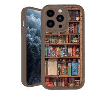 Oforest Alyova Book Phone Case, Bookshelf Phone Case, Shockproof TPU Protective Shell, Soft to The Touch, Tough Protection. Lightweight and Durable, Scratch-Resistant (Coffee, for iPhone 16)