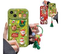 Oforest Christmas Tree Pendant Flip Mirror Case Cover for iPhone 17 16 15 14 13 12 Pro Max Plus, Christmas Tree Phone Case with Pendant (Green, for iPhone 11PRO)