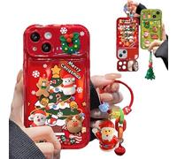 Oforest Christmas Tree Pendant Flip Mirror Case Cover for iPhone 17 16 15 14 13 12 Pro Max Plus, Christmas Tree Phone Case with Pendant (Red, for iPhone 13PROMAX)