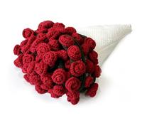 Ofrence Couverture en crochet avec bouquet de fleurs tricotée à la main pour femme - Cadeau d'anniversaire pour femme - Rouge