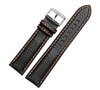 OFWAX 18 mm 20 mm 22 mm 22 mm 23 mm Couture orange durable pour hommes en fibre de carbone en cuir authentique rouge avec armot en argent Bandoue de montre de montre(Black orange,20mm)