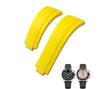 OFWAX Bracelet de montre à boucle courte en caoutchouc, 20mm 21mm, adapté au rôle de sous-marin Rolex Daytona OYSTERFLEX Yacht Master, petit bracelet en Silicone(Yellow,21mm)