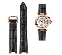 OFWAX Bracelet en cuir de vachette concave marron noir avec boucle déployante pour montre Cartier PASHA WSPA0009 18 x 10 mm 20 x 12 mm, 21.15mm, Acétate, Pas de pierre précieuse