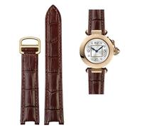 OFWAX Bracelet en cuir de vachette concave marron noir avec boucle déployante pour montre Cartier PASHA WSPA0009 18 x 10 mm 20 x 12 mm, 18.10mm, Acétate, Pas de pierre précieuse