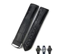 OFWAX Bracelets de montre en cuir de vache et caoutchouc, 20mm 22mm, adaptés à Planet Ocean 600 GMT, Orange(Black line,22mmGolden buckle)