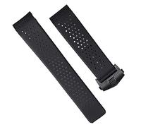 OFWAX Classique 22 24mm caoutchouc montre preuve noir bracelet de montre pour TAG Heuer CARRERA hommes Silicone poignet bande déployante fermoir(With black clasp,22mm)