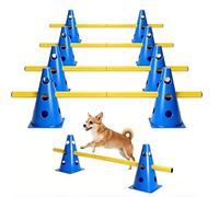 OFXCEN Lot de 4 obstacles à emboîter pour grands chiens, cônes d'agilité en plastique pour petits chiens, obstacles d'entraînement réglables avec 8 cônes de 23 cm et 4 barres de 100 cm pour le
