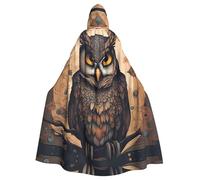 OFYGJFB Poncho à capuche noir personnalisé unique - Parfait pour Halloween, cosplay et fêtes à thème - Cape médiévale unisexe avec capuche MysticMapOwl