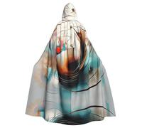 OFYGJFB Poncho à capuche noir personnalisé unique - Parfait pour Halloween, le cosplay et les fêtes à thème - Cape médiévale unisexe avec capuche tourbillon de couleur éclatante