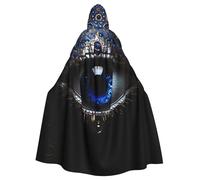 OFYGJFB Poncho à capuche noir personnalisé unique - Parfait pour Halloween, le cosplay et les fêtes à thème - Cape médiévale unisexe avec capuche œil mystique bijou