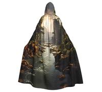 OFYGJFB Poncho à capuche noir personnalisé unique - Parfait pour Halloween, le cosplay et les fêtes à thème - Cape médiévale unisexe avec capuche RiverMysticFlow