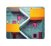 OFYGJFB Tapis de souris carré avec bords cousus - Petit tapis de souris 17,8 x 21,8 cm pour souris sans fil, architecture colorée, pour ordinateur portable, jeux, bureau et décoration d'intérieur