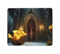 OFYGJFB Tapis de souris carré avec bords cousus - Petit tapis de souris pour souris sans fil, la rose dans le monde des contes de fées, pour ordinateur portable, jeux, bureau et décoration d'intérieur