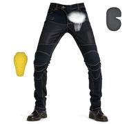 oFzimTo Pantalon Moto Homme, Respirant élastique Vélo Jean, Vtt Protection Pants, équitation, Vêtements De Sport De Ski, Convient Pour L'hiver Et L'été, 4X équipement De Protege (Black,M)