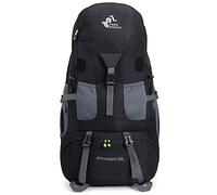 OG TengSheng Sac à dos de randonnée 50 l imperméable pour randonnée, montagne, camping en plein air, sac à dos d'escalade pour hommes et femmes, Noir