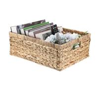 OGANAZI Panier en osier, panier en jacinthe d'eau avec poignées intégrées, panier de rangement en osier pour l'organisation, taille XL ;
