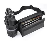 OGANAZI Porte-monnaie avec distributeur de pièces de monnaie, sac banane avec porte-bouteille, sac banane pour homme et femme, noir, sac de serveur, sac de hanche, ceinture réglable, 8 compartiments