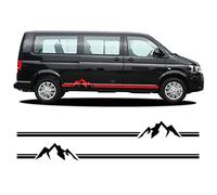 OGAUY Autocollants de côtés de Voiture pour VW Transporter T4 T5 T6 Car Styling Autocollants Camper Van Mountain Stripe Graphics Porte Jupes Latérales Stickers 2 Pcs