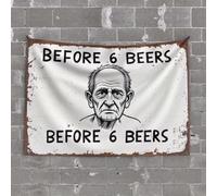 OGBD Accessoires de garage pour homme Cave Before 6 Beers Tapisserie Décoration de dortoir Sogns drôles (75 x 100 cm)