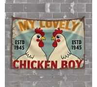 OGBD Beer Decor - Tapisserie murale « My Lovely Chicken Boy Established 1945 » (75 x 100 cm)