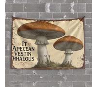 OGBD Bière Decor Deux champignons avec bonnets à pois Tapisserie pour homme Décoration murale pour dortoir (75 x 100 cm)