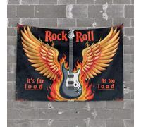 OGBD Décoration de garage pour homme Rock Roll : Ignition of Passion ! Tapisserie drapeaux pour chambre d'adolescents et hommes (75 x 100 cm)