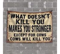 OGBD Home Bar Decor What Doesn'T Kill You Makes You Stronger, Except For Cows Tapestry Beer Decor Cave Man Bar (100 x 150 cm)