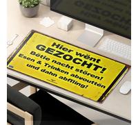 OGBD Tapis de souris amusant Travail Wanted Here! No Disturbance Allowed Eat & Drink And Then Leave! Tapis de souris Tapis de souris drôle Fournitures de bureau