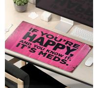 OGBD Tapis de souris avec inscription « Work Funny If You'Re Happy, And You Know It, It's Meds. » Tapis de souris pour ordinateur de bureau Grand tapis de souris