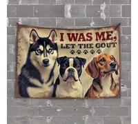 OGBD Tapisserie pour chambre à coucher, esthétique avec trois chiens avec le texte « I Was Me, Let The Gout ». Petite tapisserie murale décorative pour chambre à coucher (100 x 150 cm)