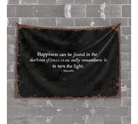 OGBD Tapisserie pour chambre à coucher « Happiness Is Found In Darkness » - Décoration murale pour dortoir - Décoration de bar sportif (75 x 100 cm)