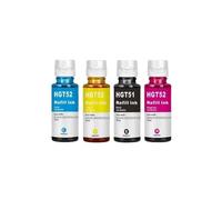 OGBtkLOrs Recharge d'encre améliorée GT51 GT52 GT53, 4 Bouteilles de 70ML par Bouteille, Compatible avec Le réservoir 450 455 500 510 515 516 519 530 559 570 610 615 651(1 Set - BK C M Y)