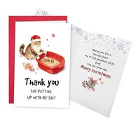 Ogeby Carte de Noël amusante pour papa chat, jolie carte d'anniversaire de Noël pour les amoureux des chats, cartes de remerciement de Noël de la part de son fils, fille, merci d'avoir mis en place