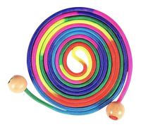 Ogetok Corde à Sauter de 16 Pieds de Long, corde à Sauter Arc-en-Ciel Multijoueur de 5 m pour Adultes, Corde à Sauter Double Hollandaise en Coton Réglable avec Poignée Ronde en Bois pour le Sport