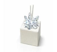 OGGETTANDO Désodorisant similicuir PU blanc avec fleur de cristal Mariage Naissance Battes Comun Graduation Confirmation 18, 25, 50 ans, Anniv, Compl (4 pétales cristal transp. (cm 7x7x11h))