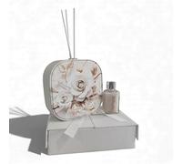 oggettando Parfum en simili cuir roses et arbres avec boîte assortie. Bonbonnière mariage, baptême, communion, remise de diplôme, confirmation, anniversaire et cadeaux originaux (Roses blanc/or CF)