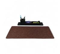 Oggettando Set de bureau en simili cuir noir 3 en 1 Organiseur à emboîter avec verre porte-stylo, porte-cartes, porte-objets bureau, maison, tapis de bureau 70 x 35 cm (PU marron)