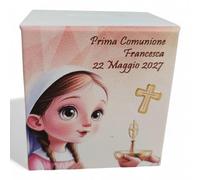 oggettando, Tirelire en faux cuir blanc communion crucifié, petit prince, bonbonnières, communion, confirmation, cadeaux utiles, origine, econ PERSONALIS, (fille avec crucifix Pers., 10 x 11)