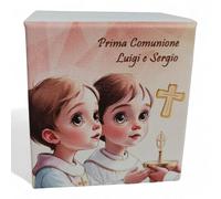 oggettando, Tirelire en faux cuir blanc communion crucifix, petit prince bonbonnière Battes, communion, confirmation, cadeaux utiles, origine, econ personnalisable (paire enfants avec crucifix Pers