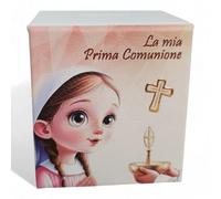 oggettando, Tirelire en similicuir blanc communion crucifix, petit prince bonbonnières baptême, communion, confirmation, anniversaire cadeaux utiles Origin Economic (fille avec crucifix, 10 x 11)