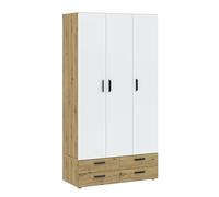 Oggi Italo Armoire en chêne Blanc avec 3 Portes - Espace de Rangement, Design de Haute qualité, 4 tiroirs, 5 étagères, pour Chambre et Salon