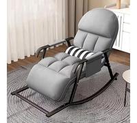 Ogimeka Fauteuil à Bascule Extra Large Chaise a Bascule avec Poches Latérales, Réglable en 5 Positions, Fauteuil Bascule pour Salon, Chambre à Coucher, Balcon, Charge Maximale: 150 kg (Gris)