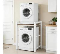 Ogimeka Meuble Machine a Laver, Étagère pour Machine à Laver et Seche Linge, avec 3 Hauteurs Réglables, pour Salle de Bain, Balcon, Capacité de Charge 350 kg, 75 x 67 x 105 cm (Blanc)