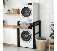 Ogimeka Meuble Machine a Laver, Étagère pour Machine à Laver et Seche Linge, avec Plateau Tiroir Extensible, pour Salle de Bain, Balcon, Capacité de Charge 350 kg, 75 x 65 x 104 cm (Noir B)