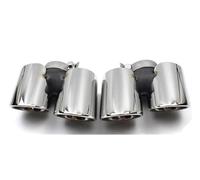 OGJFD Embout D'echappement 1 Paire De Tuyau D'échappement LR Bouche Carrée Bouche Ronde Quad Out Silencieux en Acier Inoxydable Nozz pour 911 2013-2019 Gorge Queue(13-15 Silver)