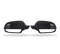 OGJFD rétroviseur latéral Noir Brillant avec Clips Rétroviseurs Latéraux Porte Voiture Capuchons Couvercle Rétroviseur pour A4 A5 B8 A3 8P A6 C6 Q3 Coque rétroviseur latéral(Motif Fibres Carbone)