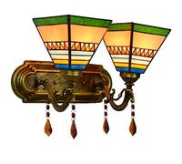 OGLFGLNY Bouchage la Lampe Murale Southeast Asian Style Chadow Double Cristal Mur Murs Mur Mur Mur Tache-Verre British Modern Classic Garden Mediterranean Hotel Double Cristal
