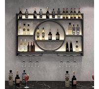 OGLFGLNY Pisc à vin Mural avec Porte-greffe et en Verre étagère élégante étagère de Bar en Fer pour Bouteilles d'alcool étagères flottantes pour Le Rangement de vin Mural.