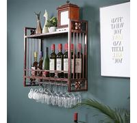 OGLFGLNY Pisc à vin Mural Rustique avec Bouteille et Porte-Verre en Verre Rackage de Rangement à vin en métal pour Le Bronze de décoration intérieure (120x22x61cm)